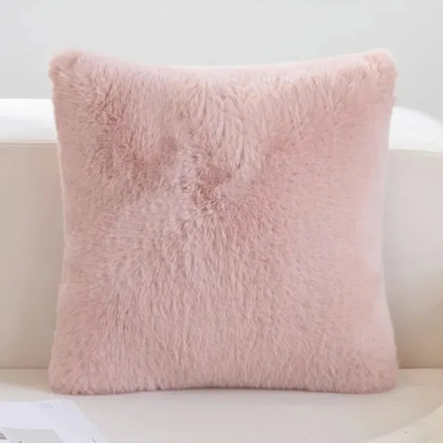 Ultra Soft Faux Rabbit Fur Throw Pillow Case, Warm Plush, Decorative Pillow, Cushion Cover for Sofa, Bedroom, Living Room, Luxury