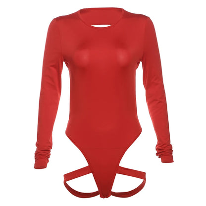 Body sexy de verano para mujer, con escote redondo, manga larga, ajustado, estilo vendaje, estilo club, con escote en V profundo