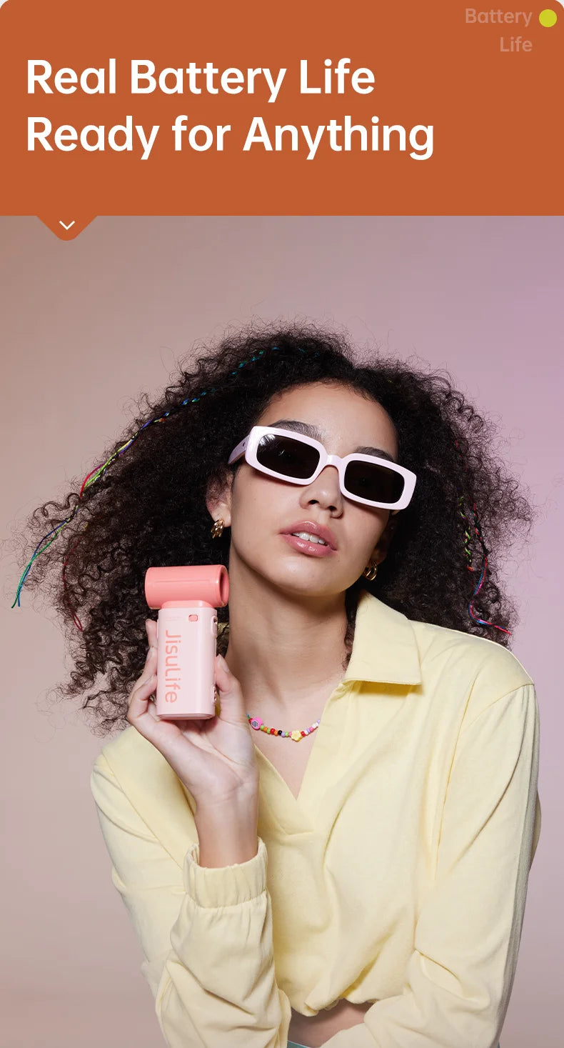 JISULIFE Handheld Turbo Fan,Super Strong Wind,5 Speeds,Long Battery Life,5000mAh,USB Rechargeable,Multipurpose Pocket fan