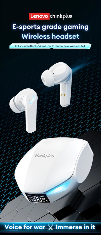 New Lenovo XT53 Wireless Bluetooth 5.4 Earphones LED Digital Display Waterproof Earbuds Noise Cancelling Gaming Headset