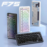75% Hot-Swap Gaming Keyboard, Wireless FREEWOL F75 RGB Mechanical Keyboard with Metal Knobs, AULA F75 Same Model, Tri-Mode, 4000 mAh