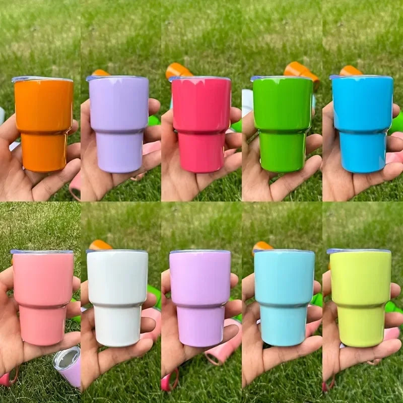 1PC 3oz Mini Tumblers with Lid and Straw Stainless Steel Sublimation Water Bottles Metal Shot Glasses Summer Winter Drinkware