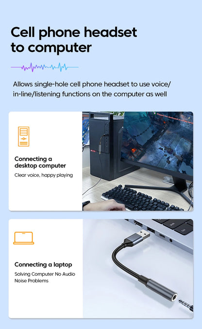 Olaf USB to 3.5mm Audio Jack Adapter USB to 3.5mm Headset/Microphone USB to 3.5 Jack Adapter External Stereo Sound Card For PC
