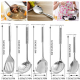 Juego de utensilios de cocina de 5 uds, cucharas de acero inoxidable, espátula con mango ergonómico, utensilios de cucharas lavables resistentes