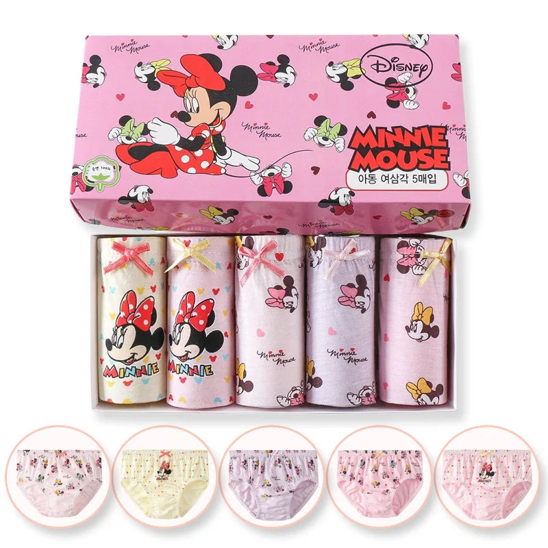 5 paquetes/caja de ropa interior para niños, bragas triangulares de algodón suave con dibujos de Mickey, transpirables, caja de regalo.