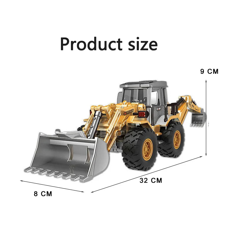 2 in 1 Toys for Boys Alloy Tractor Kids Excavator Bulldozer Miniature Truck Model Diecast Engineering Vehicle Children Gifts