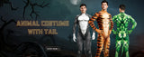 Zawaland Tiger Leopard Cheetah Petsuit for Men Animal Disguise Costume Crotch Zipper Zentai Halloween Carnival Full Bodysuits