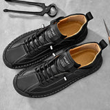 Handmade Leather Men's Casual Slip-On Loafers Breathable Leather Shoes Men's Flat Fashion Moccasins Tooling Shoes Plus Size