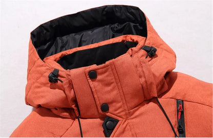 Chaqueta de plumón de 20 grados para hombre, parka de invierno para hombre, chaqueta de plumón de pato blanca con capucha para exteriores, abrigo de nieve acolchado grueso y cálido de gran tamaño M-4XL
