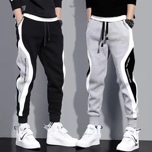 Pantalones negros de hip hop para hombre, con cordón ajustable, cómodos, informales, holgados, con cintura elástica