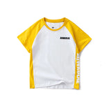 2022 Summer Korean Style Children T-Shirts Fashion Splicing Letter Design Kids Short Sleeve Tops Pure Cotton Children's Clothes
