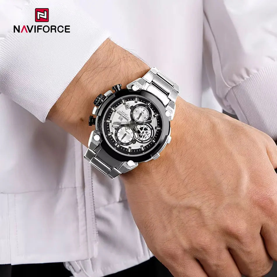 NAVIFORCE Original Watch for Men 2025 New Stainless Steel Waterproof Chronograph Classic Quartz Wristwatch Brand Men Watch Gifts