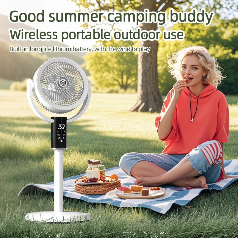 Floor Circulating Fan 6000 mAh Large Capacity Camping Fan With Remote Control Rechargeable Floor-standing Fan Adjustable Height