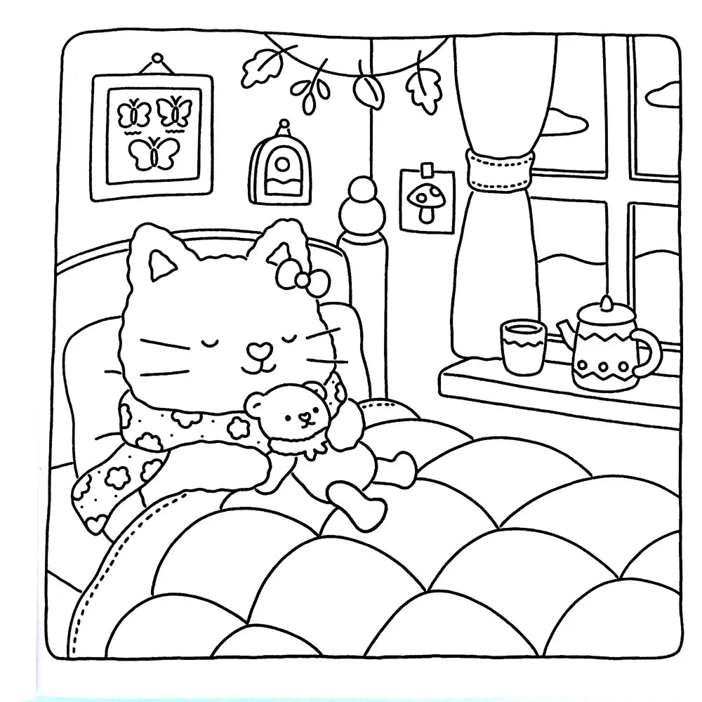 Coloring Book For Adults And Teens Halloween Theme Featuring Adorable Creepy Creatures In Cozy Moments For Relaxation Gift