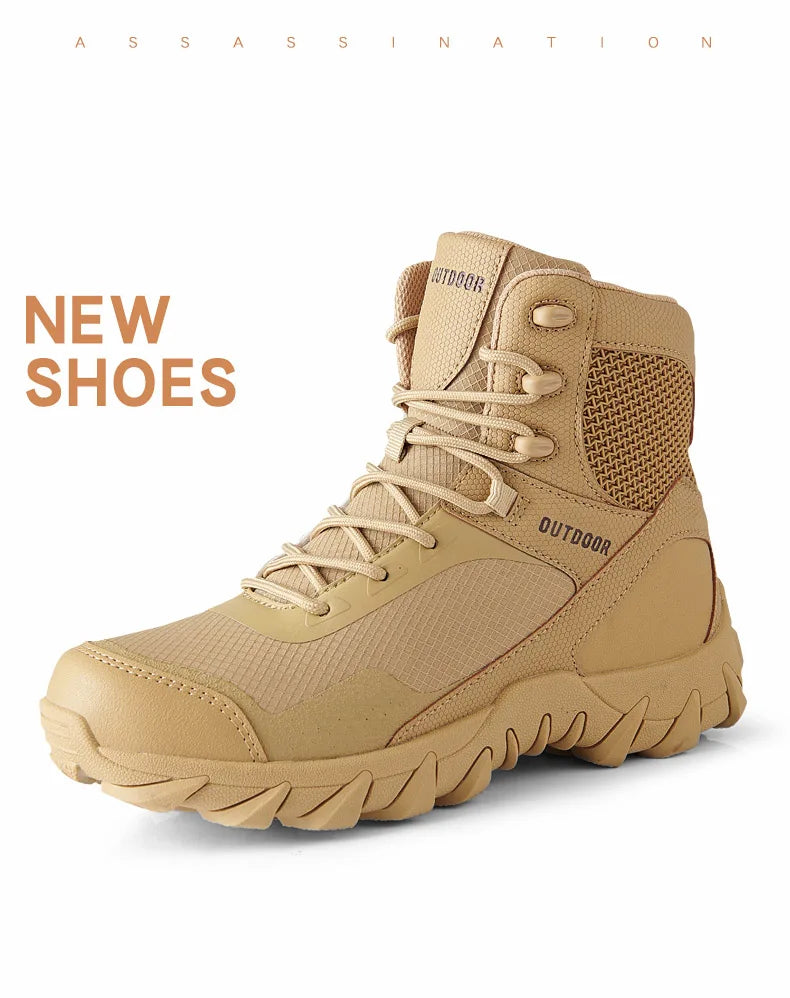 Upgraded Tactics Combat Training Boots Male Outdoors Camping Anti-wear Rapid Response Hiking Shoes Fishing Hunting Sneakers Men