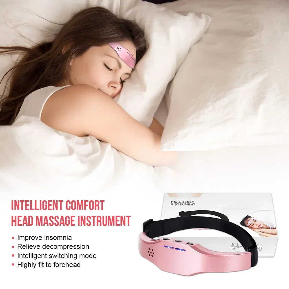Masajeador de cabeza eléctrico para aliviar el dolor de cabeza y la migraña. Terapia para aliviar el insomnio y la migraña. Máquina de recarga para la relajación de la cabeza. Cuidado de la salud.
