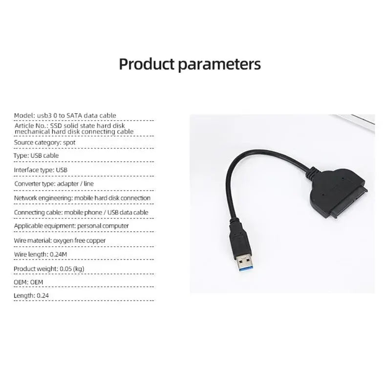 2.5 Inch Hard Disk Adapter Cable USB Easy Drive Cable Hard Drive Easy Drive Line SATA 22 Pin String Oral Line