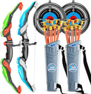 LED Light Up Bow and Arrow Set for Kids, Archery Toys, Ages 4-8-12, with 10 Suction Cup Arrows, Target and Quiver, Boys 