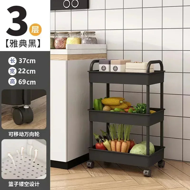 Multi-Layer Trolley Rack Kitchen Floor Bedroom Baby Snacks Mobile Bathroom Bathroom Storage Rack