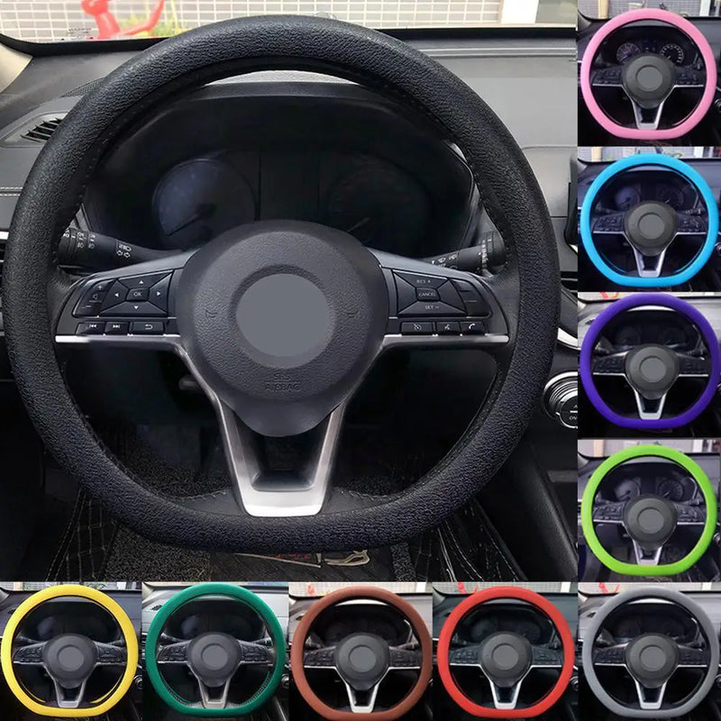 Car Silicone Steering Wheel Cover Men's And Women's Summer Fashion Sweat Wicking Non-slip All-season Model Thin And Soft