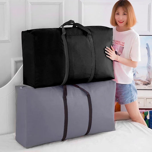 Unisex Large Capacity Luggage Bag Travel Clothes Storage Bags Zipper Oxford Weekend Bag Thin Portable Moving Luggage Bags