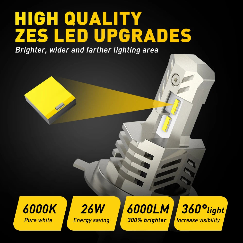 AUXITO H4 LED Motorcycle Bulb 6000LM 26W 360 6000K Canbus Moto Headlight For Honda Yamaha Suzuki High Power ZES 12V Spotlights