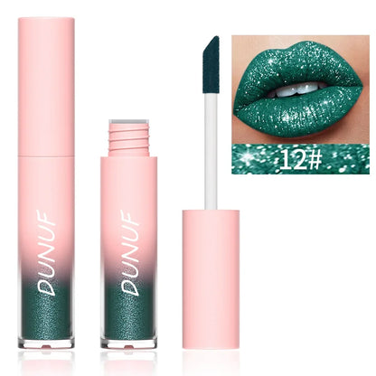 Lápiz labial líquido mate con brillo, resistente al agua, brillo de labios con efecto diamante, de larga duración, brillo de labios perlado, tinte labial para mujer, maquillaje cosmético, nuevo. 