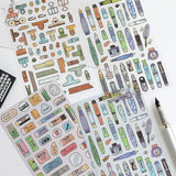 8pcs Pencils Erasers Pens Clips Stationery Themed Stickers Handbook DIY Notebooks Dairy Pens Students' Back-to-School Gifts