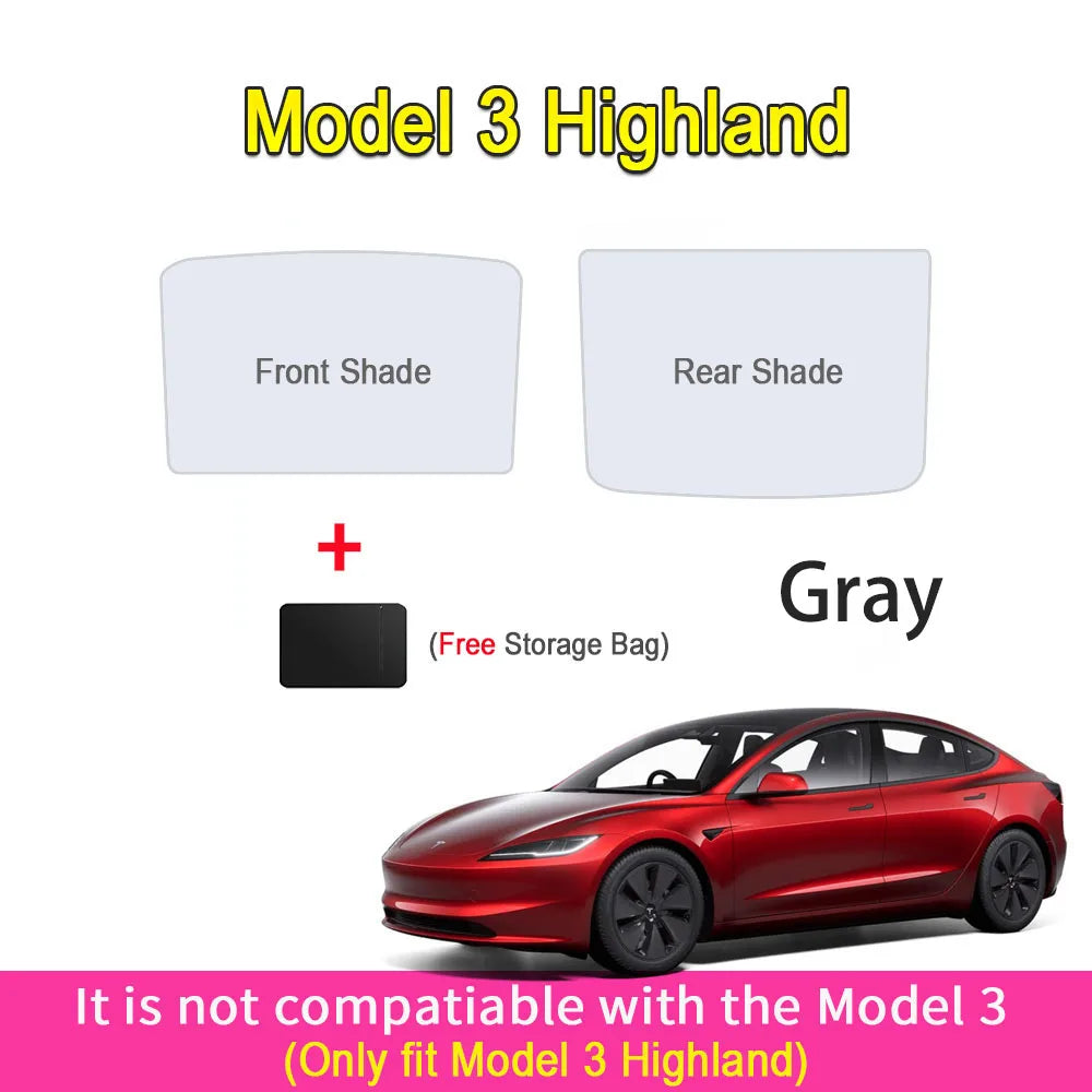 Parasol mejorado para Tesla Model Y 3 Highland, parasol anti-UV, visera protectora de techo, hebilla de tela para hielo, cubierta de refrigerador para tragaluz de vidrio