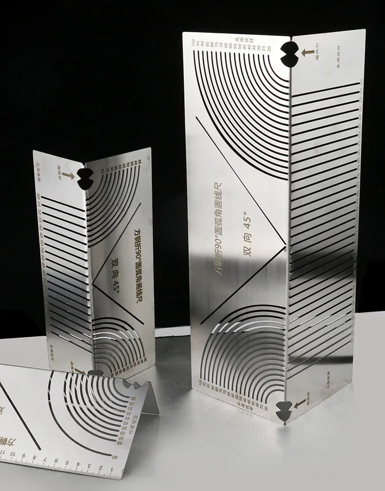 90 Degree Square Steel Bending Ruler Right Angle Arc Bending Drawing Line Ruler Building Parallel Line Drawing Cutting Marking