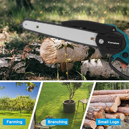 Kamolee serra elétrica sem escova, 8 espaços, mini motosserra, cortador de madeira, ferramenta elétrica de poda de jardim para makita, bateria de 18v