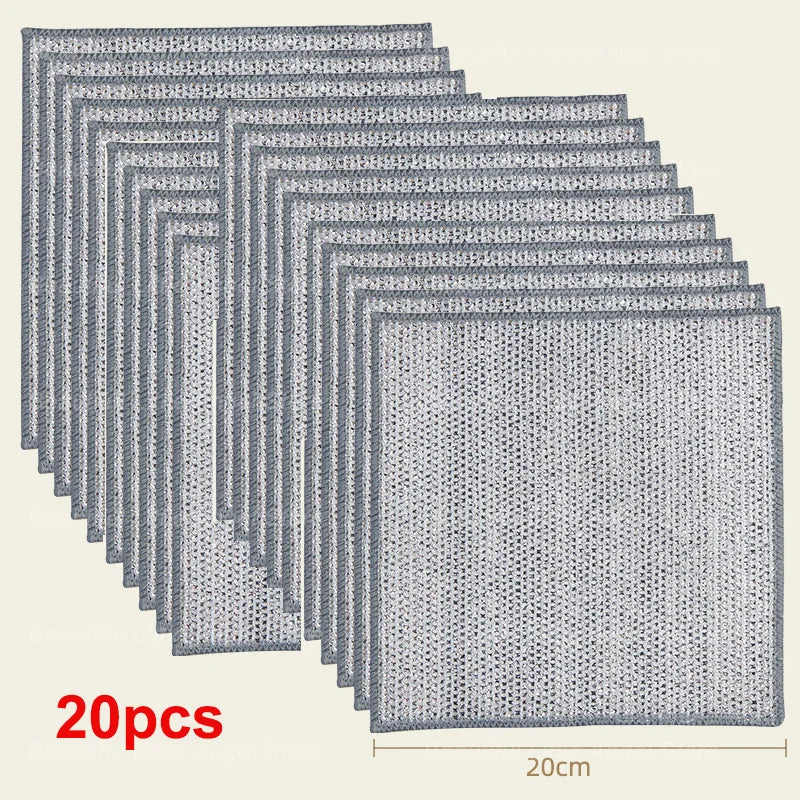 Paño de limpieza de alambre de acero grueso, antirayaduras, de doble capa, de microfibra, para lavar platos, ollas y cocina, 20 o 5 unidades