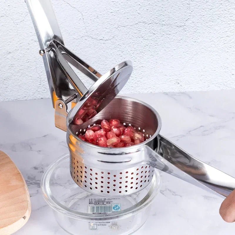 Prensa de puré de papas de acero inoxidable, exprimidor de frutas y verduras, herramientas de cocina 