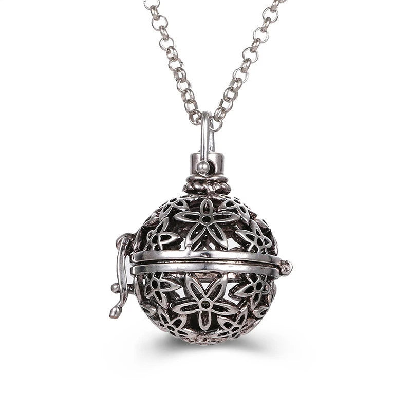 New Aroma Water Droplets Cage Lockets Necklace Heart Shaped Zircon Essential Oil Diffuser Set Combination Woman Pendant Jewelry