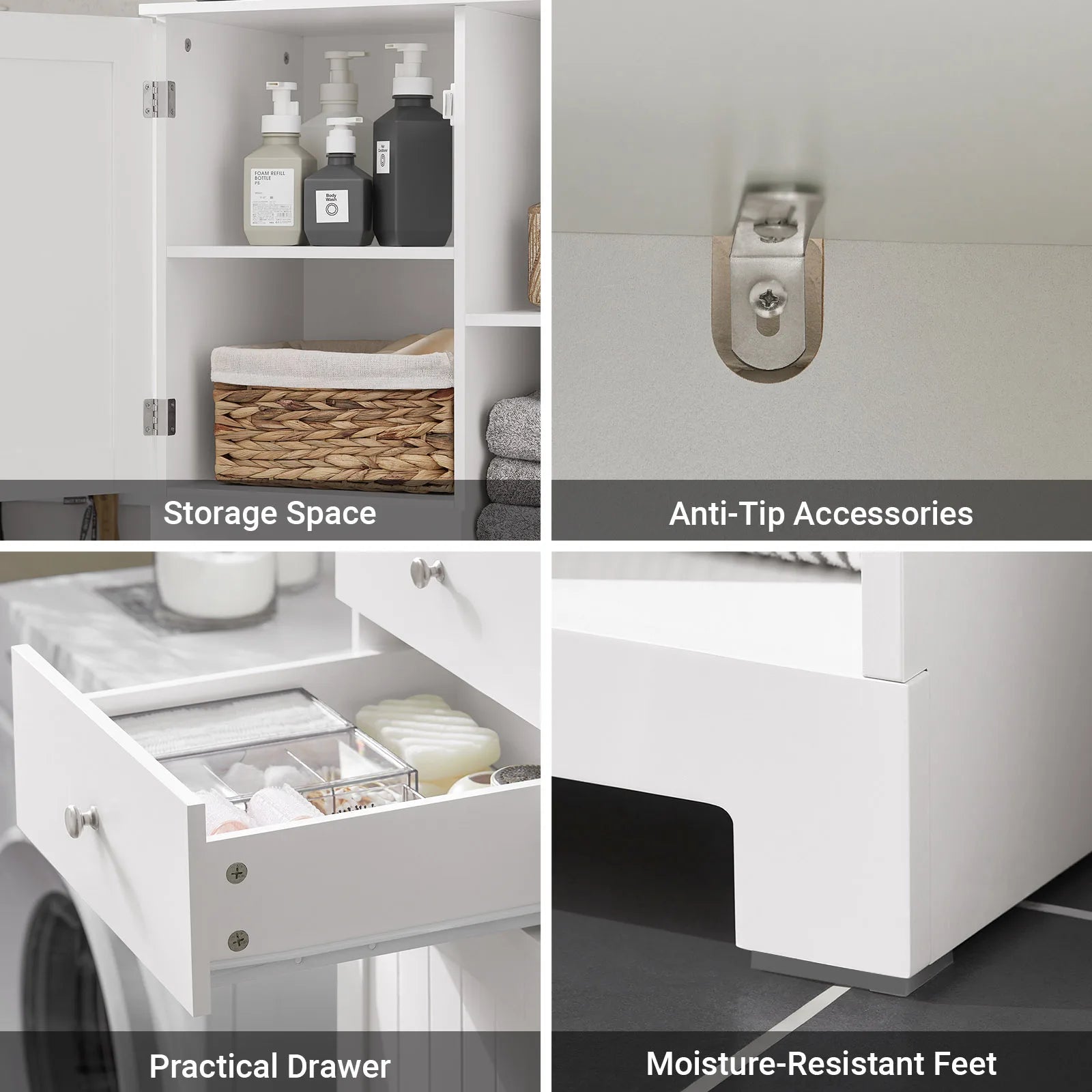 SoBuy BZR104 high wardrobe with fold-out bathroom wardrobe narrow laundry wardrobe bathroom shelf bathroom wardrobe