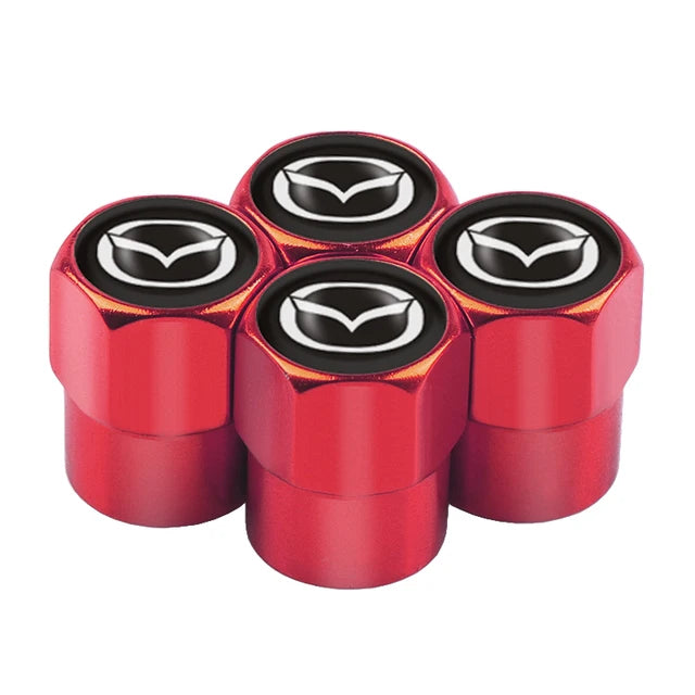 Car Wheel Tire Valve Caps, Stem Case with Logo, Auto Styling, Accessories for Mazda 2, 3, 6, 5, Axela Atenza CX 5, CX3 323, Emblems, 4pcs 