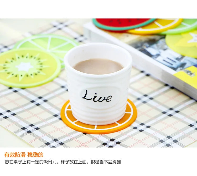 Fruit Shape Cup Coaster Silicone Slip Insulation Pad Cup Mat Hot Drink Holder Mug Stand Home Table Decorations Kitchen Accessory