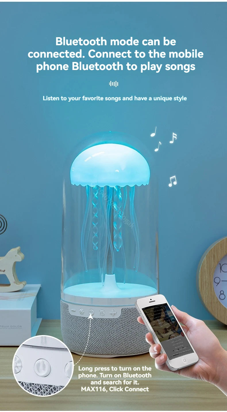 Creative Colorful Jellyfish Lamp Bluetooth Speaker HiFi Stereo 1800mAh Sports Jellyfish Speaker with Lights for Home Office