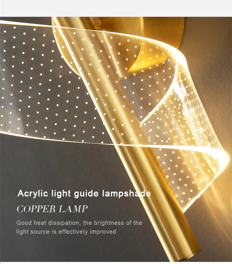 Lámpara colgante nórdica de espiral LED para mesita de noche, iluminación interior, dormitorio, sala de estar, decoración del hogar, luz acrílica moderna