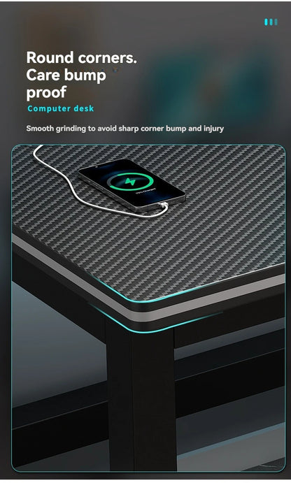 Computer desk, minimalist home gaming desk, small-sized carbon fiber patterned office desk, student study desk, bedroom desk
