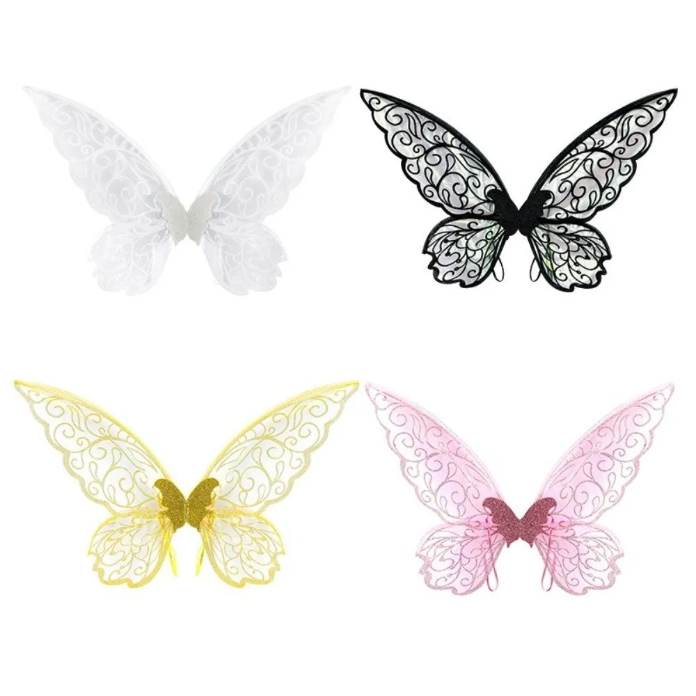 Fantasy Colorful Butterfly Fairy Wings Organza Sparkle Cosplay Wings Handmade Elf Wings Costume for Adult Kid