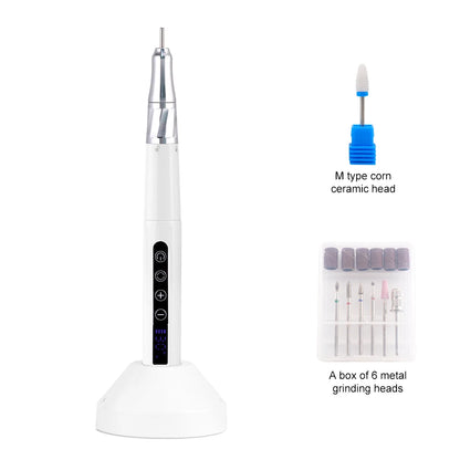 85w Brushless Motor Cordless Nail Drill 35000RPM Electric Handle Pen Drill Pedicure Rechargeable Handpiece Portable Base Charge
