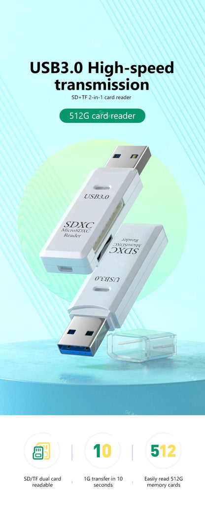 USB 3.0 Card Reader Micro SD TF Memory Card Reading Adapter High Speed 2 IN 1 Card Reader For Phone PC Laptop Accessories U disk