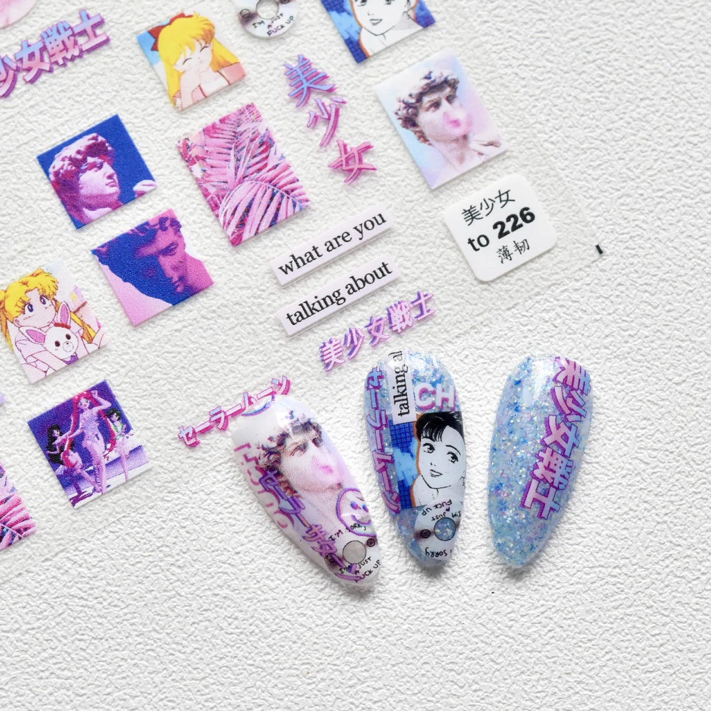 Pegatinas autoadhesivas 3D para decoración de uñas, diseño de chica bonita Y2K, bonitas y geniales, calcomanías de manicura con dibujos animados, venta al por mayor, envío directo