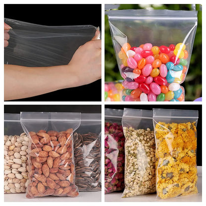Engrossar Zipper Selado Sacos Saco De Armazenamento De Plástico Transparente para Pequenas Jóias Embalagem De Alimentos Reclável Zíperes Selagem Bolsa Atacado