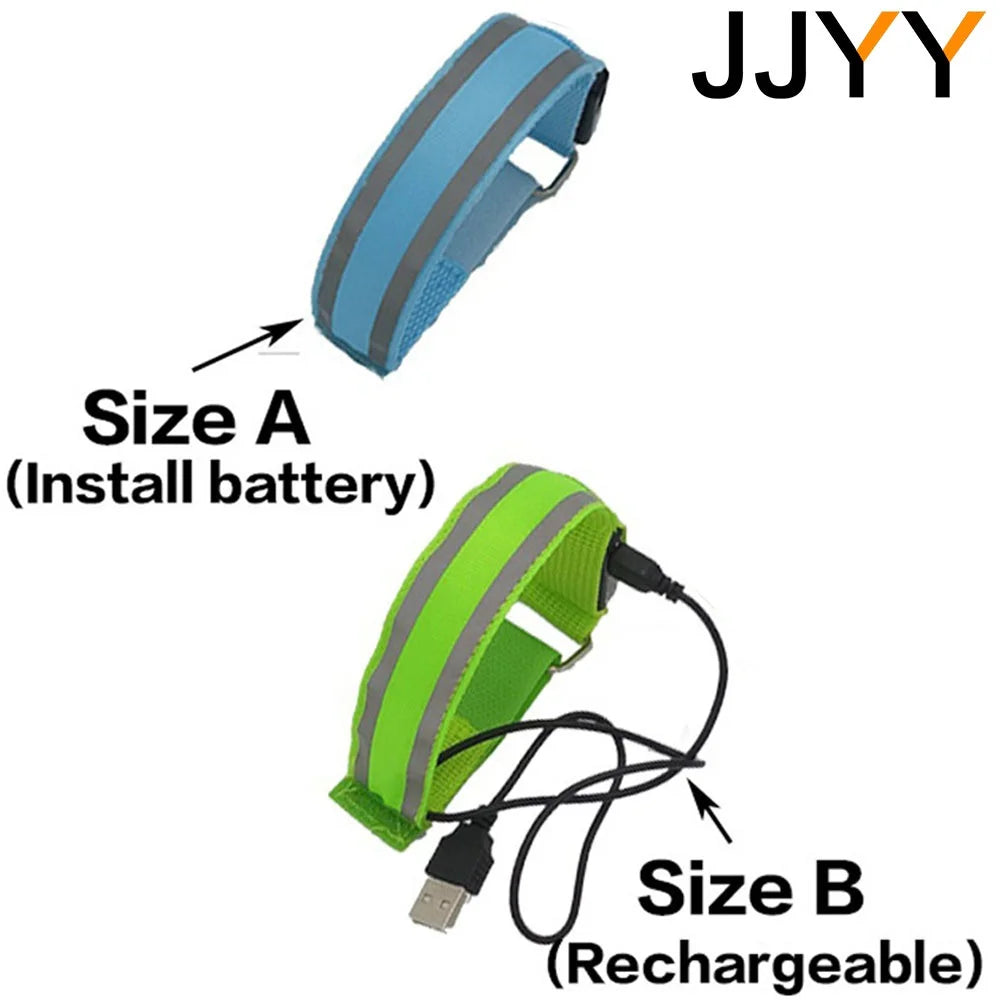 JJYY 1PC Outdoor Sports Night Running Armband LED Light USB Rechargeable Safety Belt Arm Leg Warning Wristband Cycling Bike Bicy