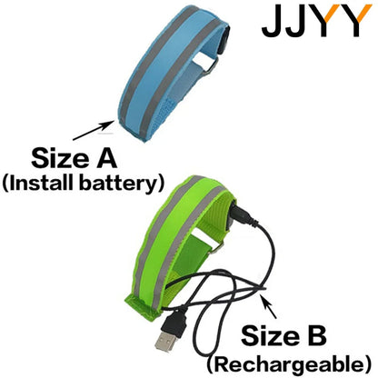 JJYY 1PC Outdoor Sports Night Running Armband LED Light USB Rechargeable Safety Belt Arm Leg Warning Wristband Cycling Bike Bicy