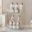 Organizador de maquillaje giratorio para tocador, organizador de 3 niveles para el cuidado de la piel, gran espacio de almacenamiento para encimera de baño, soporte transparente para cosméticos, tocador