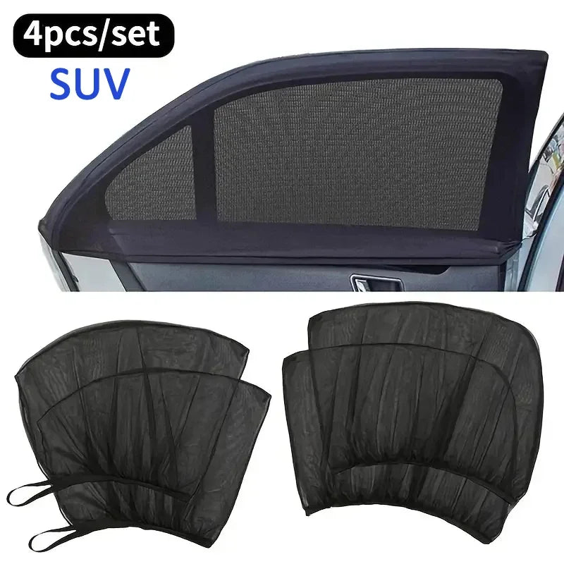 NUEVO Juego de 4 parasoles para coche con accesorios de estilo, con gancho y bucle, para ventanilla de coche, fácil instalación, interior fresco y visera de privacidad.