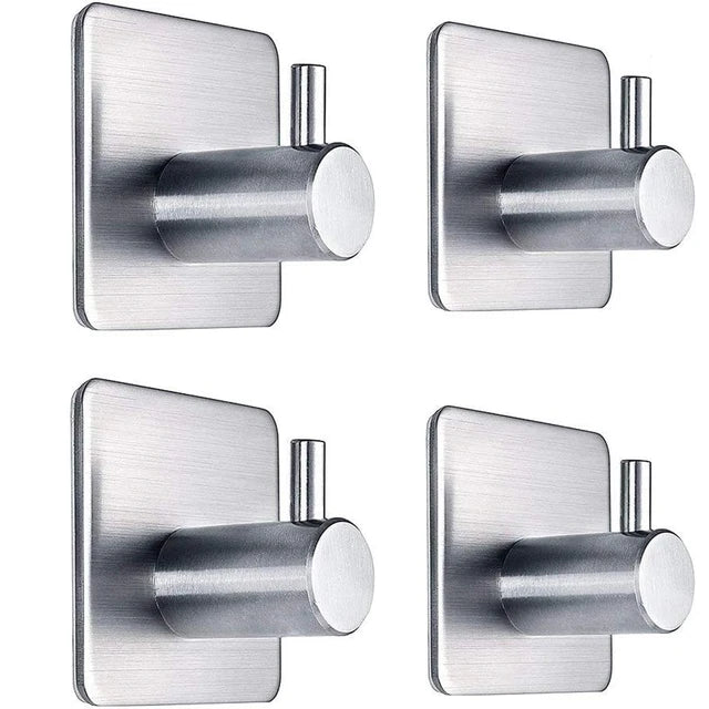 4 ganchos de pared adhesivos resistentes de acero inoxidable, impermeables, para baño y dormitorio. 
